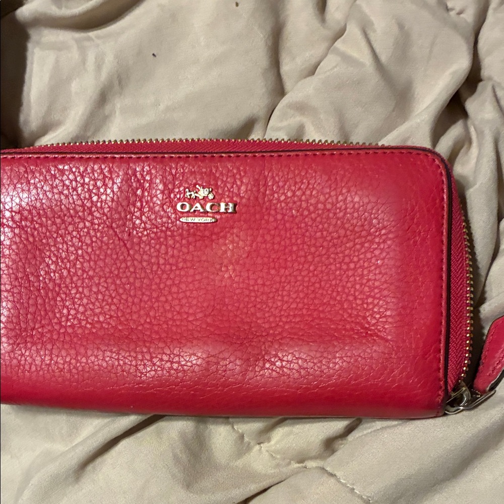 Coach Cherry Leather Zip Wallet